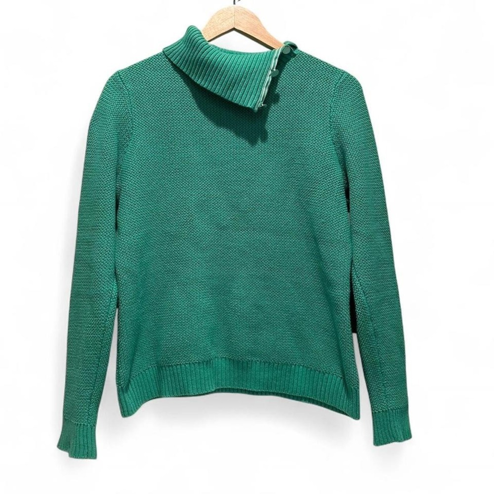 Liz Claiborne Green‎ Cotton Collared Sweater Sz Medium Preppy Business Casual